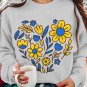 Women's Ukrainian Color Flower Love Print Long Sleeve T-Shirt Thin Sweatshirt