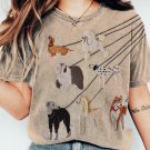 Women's Walking Dogs Art Print Casual T-Shirt