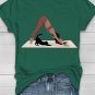 Women's Yoga Lover Cat Print Casual T-Shirt