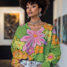 Women's Abstract Floral Print V Neck Sweatshirt