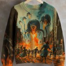 Women's Alien Creatures Appear In The City Art Print Knit Sweatshirt
