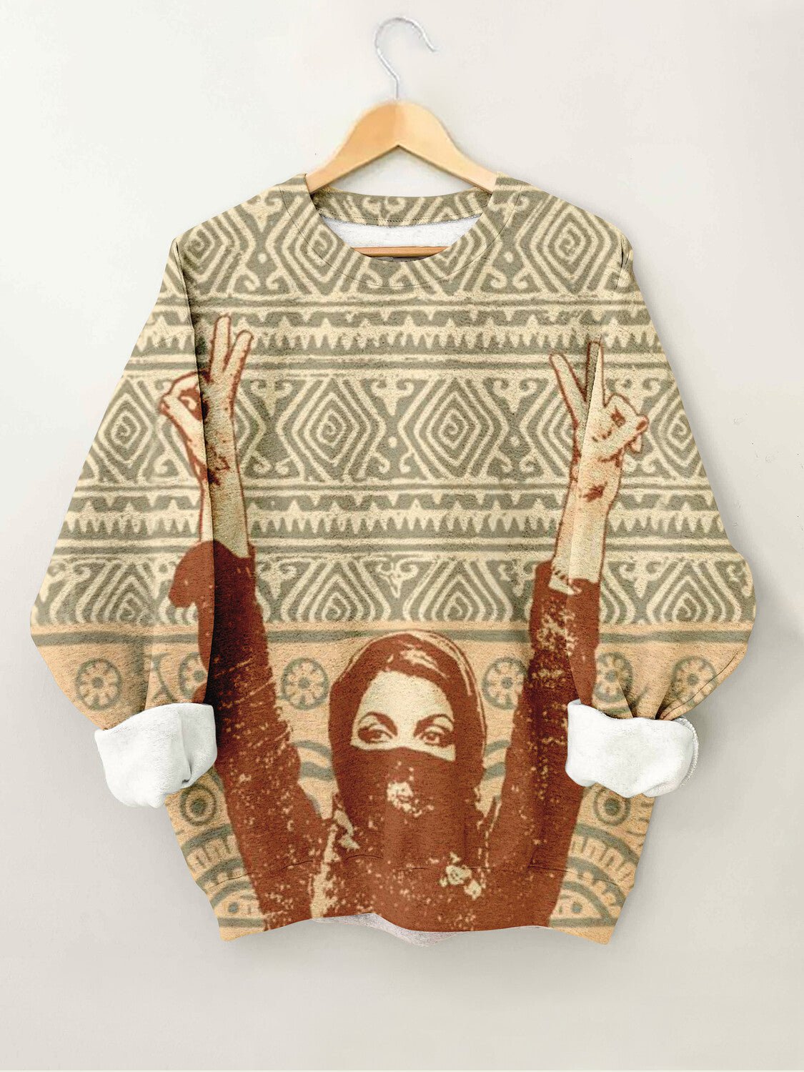Women's Anti-war Peace Pattern Print Casual Sweatshirt