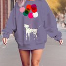 Women's Balloon And Dog Graphic Print Cotton Casual Sweatshirt