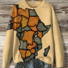 Women's Black Area Map Print Knit Sweatshirt