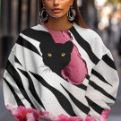 Women's Black Cat And Flower Art Pattern Print Casual Sweatshirt