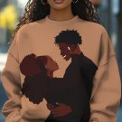 Women's Black Couple Valentine's Day Art Print Casual Sweatshirt