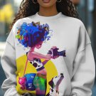 Women's Black Female Photographer And Dalmatian Art Print Casual Sweatshirt
