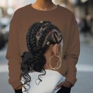 Women's Black Women With Dreadlocks Print Long Sleeve T-Shirt