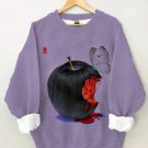 Women's Bloody Apple Butterfly Dark Art Print Cozy Sweatshirt