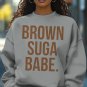 Women's Brown Suga Babe Print Cotton Long Sleeve T-Shirt Thin Sweatshirt