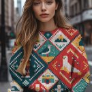 Women's Cartoon Seaside Animal Pattern Art Print Knit Sweatshirt