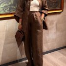 Women's Casual 3/4 Sleeve Shirt Elastic Waist Pants Two Piece Set