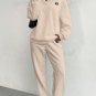 Women's Casual Solid Jacquard Textured Long Sleeve Sweatshirt Pants Matching Set