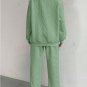 Women's Casual Solid Jacquard Textured Long Sleeve Sweatshirt Pants Matching Set