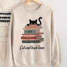Women's Cat And Book Lover Art Print Casual Sweatshirt