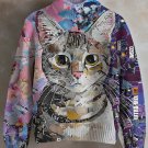 Women's Cat Poster Collage Art Print High Neck Knit Sweatshirt