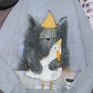 Women's Cat With A Duck On A Plate Art Print Long Sleeve T-Shirt