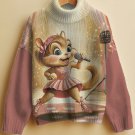 Women's Chipmunks Singing And Dancing Print High Neck Knit Sweatshirt