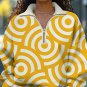 Women's Circular Abstract Geometric Pattern Print Half Zip Sweatshirt