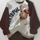 Women's Colorblock Coffee Slogan Grateful Art Print Casual Sweatshirt