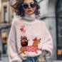 Women's Dachshund Sending Flower Basket Print High Neck Knit Sweatshirt