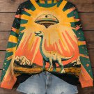 Women's Dinosaur and UFO Surreal Art Print Cozy Sweatshirt