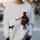 Women's Dog Black Girl Skating Print Cozy Sweatshirt