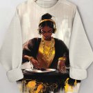 Women's Elegant Black Woman DJ Print Casual Sweatshirt