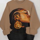 Women's Fashion Woman Black Power Print Cozy Sweatshirt