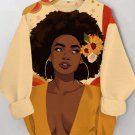 Women's Fashionable African Lady Floral Art Print Casual Sweatshirt