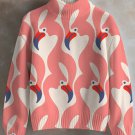 Women's Flamingo Art Print High Neck Knit Sweatshirt