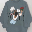 Women's Focus Black Woman Reading Art Print Casual Sweatshirt
