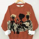 Women's Fun Art Black Girls Print Cozy Sweatshirt