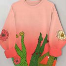 Women's Funny Art Cactus Flower Print Cozy Sweatshirt