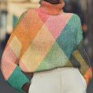 Women's Geometric Art Colorful Matching Print High Neck Knit Sweatshirt