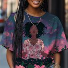 Women's Girl Meditating Under The Moon Print Casual T-Shirt