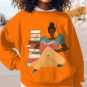 Women's Girl Reading Print Cotton Long Sleeve T-Shirt Thin Sweatshirt