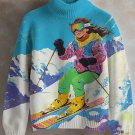 Women's Girls Skiing Art Print High Neck Knit Sweatshirt