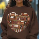 Women's Heart Shaped Of Books Art Print Casual Sweatshirt