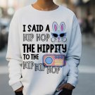 Women's I Said A Hip Hop The Hippity To The Hip Hop Rabbit Print Cotton Long Sleeve T-Shirt Thin Swe