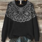 Women's Lace Pattern Print Knit Sweatshirt