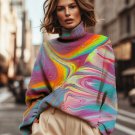 Women's Laser Art Print High Neck Knit Sweatshirt