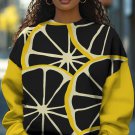 Women's Lemon Geometric Art Print Cozy Sweatshirt