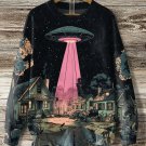 Women's Midnight UFO Coming Sci-Fi Art Print Knit Sweatshirt