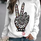 Women's Peace Love Hope Faith Joy Kindness Print Cotton Long Sleeve T-Shirt Thin Sweatshirt