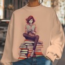 Women's Reading Enthusiast Art Print Casual Sweatshirt