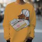 Women's Reading Lover Art Print Cotton Long Sleeve T-Shirt Thin Sweatshirt
