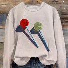 Women's Red And Green Lollipop Oil Painting Print Casual Sweatshirt