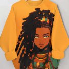 Women's Retro Tribe African Girl Print Casual Sweatshirt