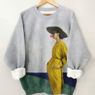 Women's Retro Woman Bubble Gum Print Casual Sweatshirt